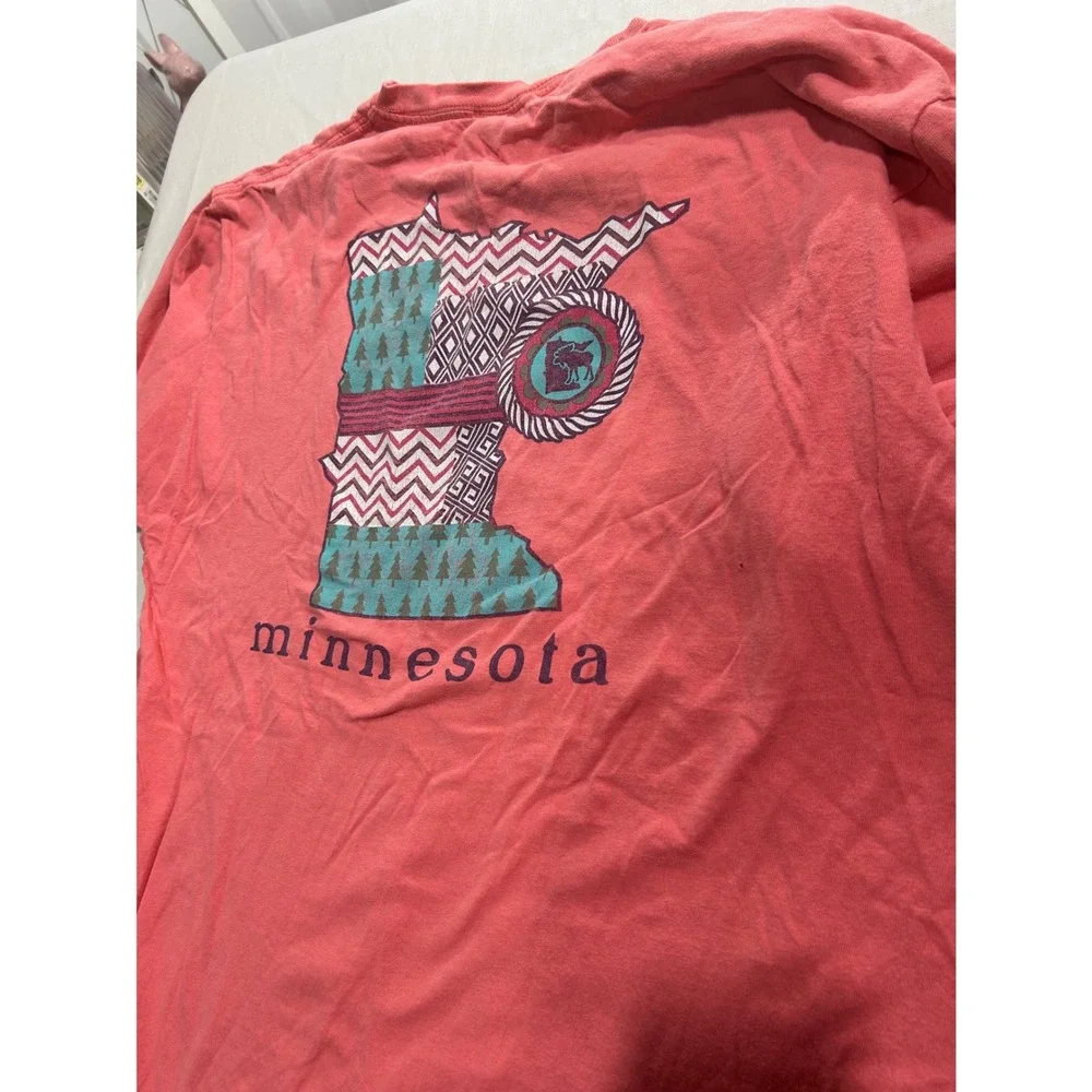 Minnesota State Graphic T-Shirt‎ Coral Pink Short Sleeve Crew Neck Tee